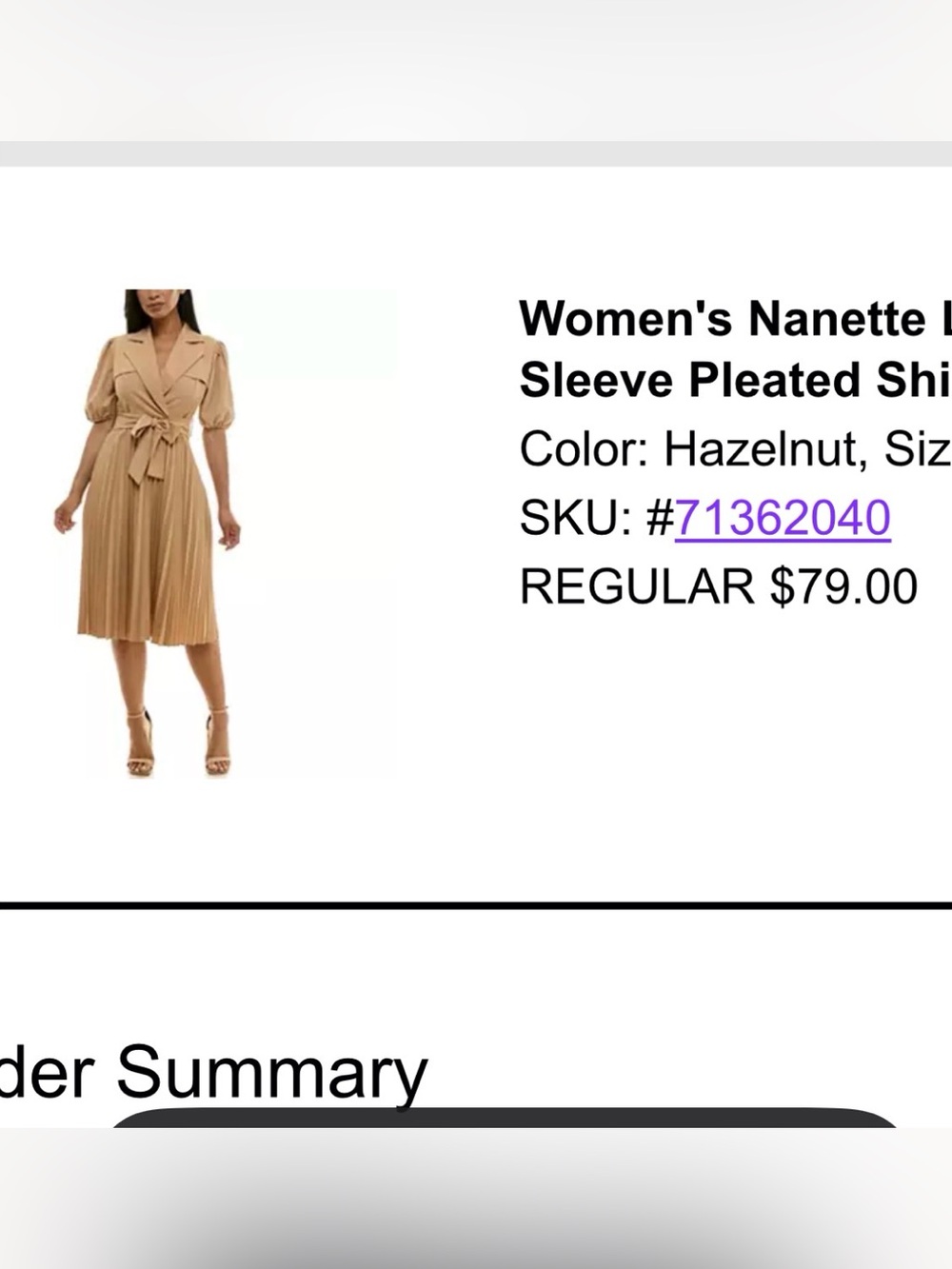 Nanette Lepore Tan Pleated Midi Dress with Belt - Picture 5 of 5